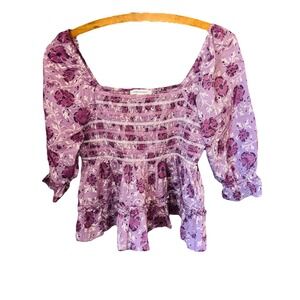 American Eagle Small Corset‎ Smocked Baby Doll Y2K Top Milkmaid Cottage Core